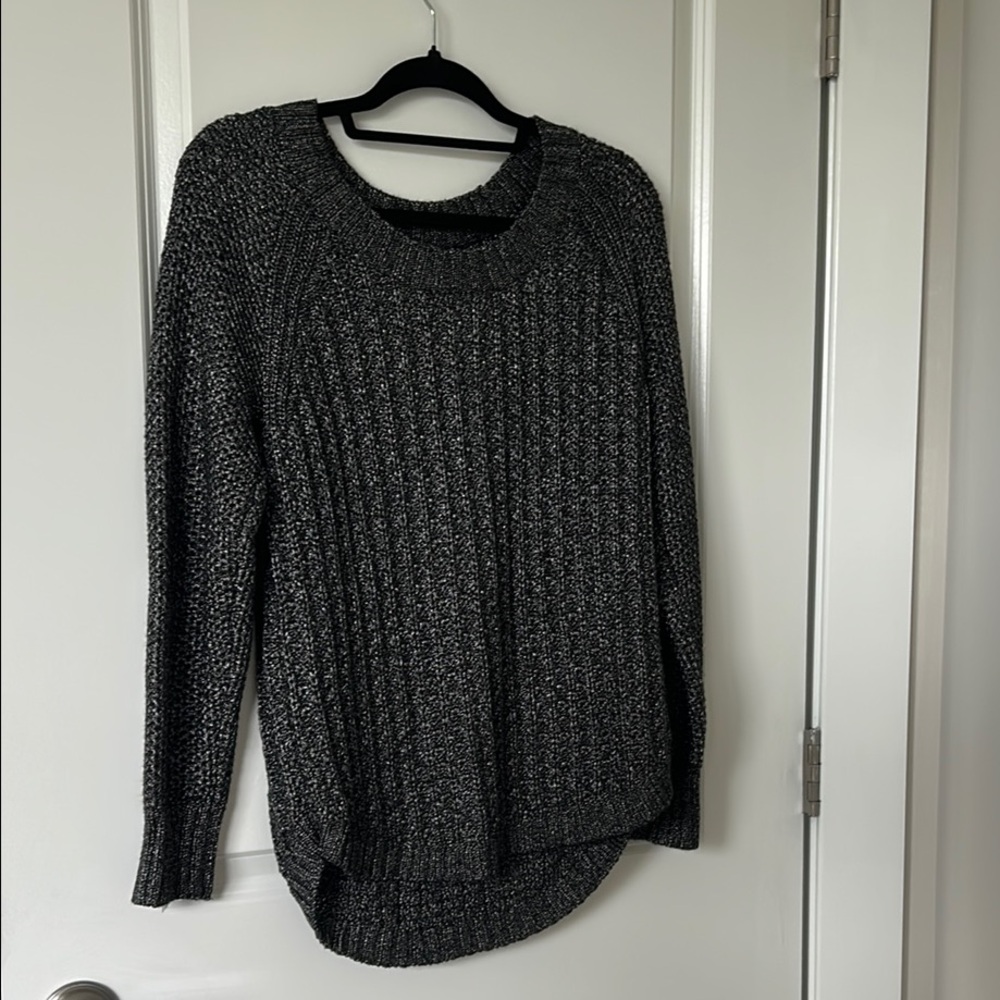 Calvin Klein Black Crew Neck Sweater with Cable Knit Design